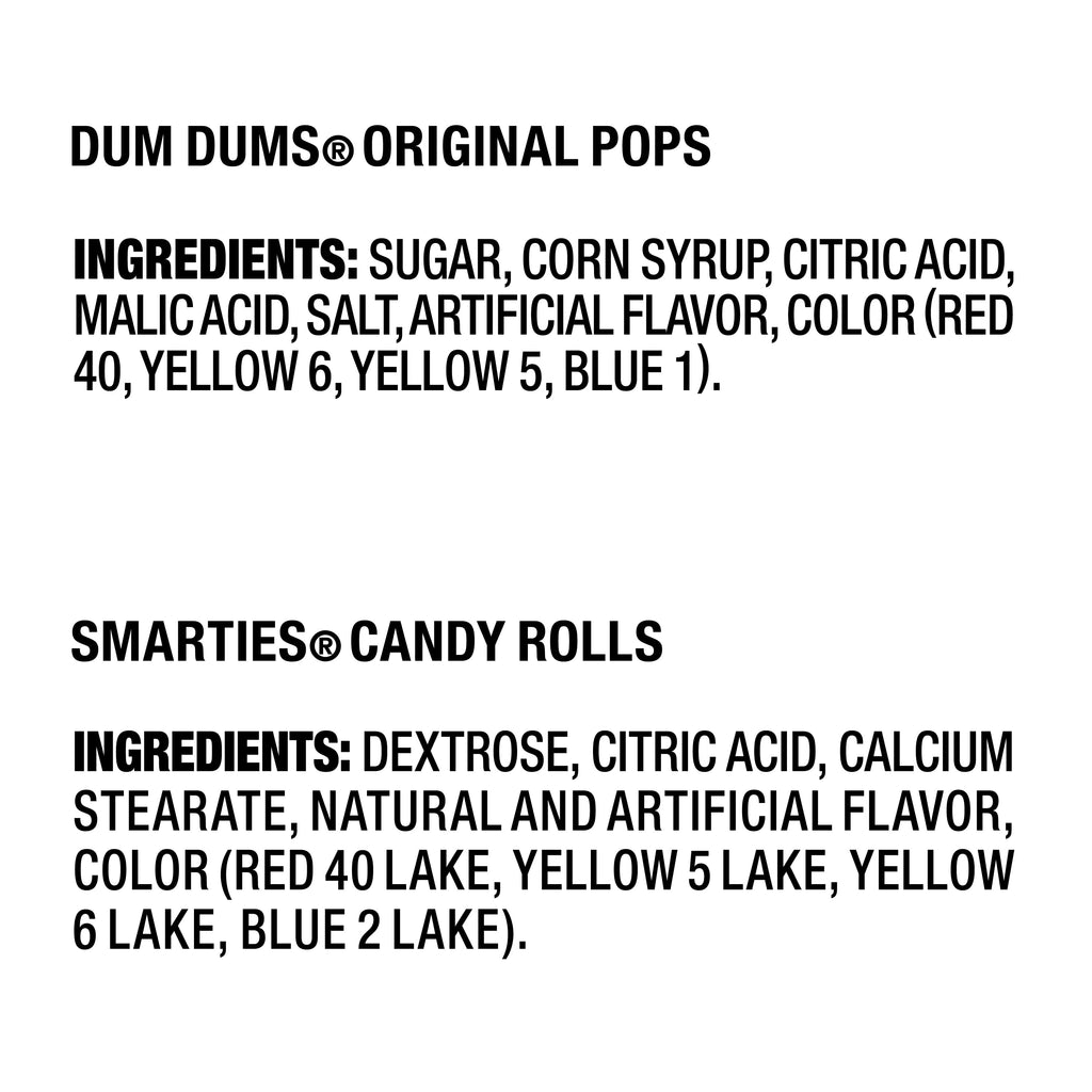Dum Dums & Smarties Halloween Allergen-Free, Assorted Candy Mix Lollipops & Suckers, Hard Party Candy Bags, 400 Count