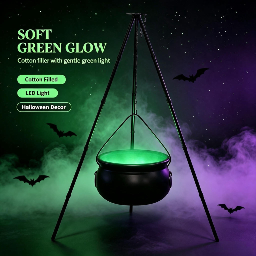 Muecwrye Halloween Decorations Outdoor, Halloween Clearance! Halloween Witches Cauldron on Tripod with Lights, DIY Bubbling Cauldron Set Decor for Home Porch Outside, Halloween Party Supplies