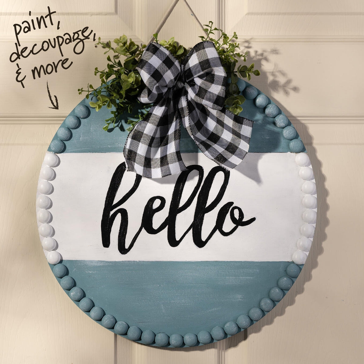 Plaid Wood Surfaces Round Beaded Edge Plaque, 15"