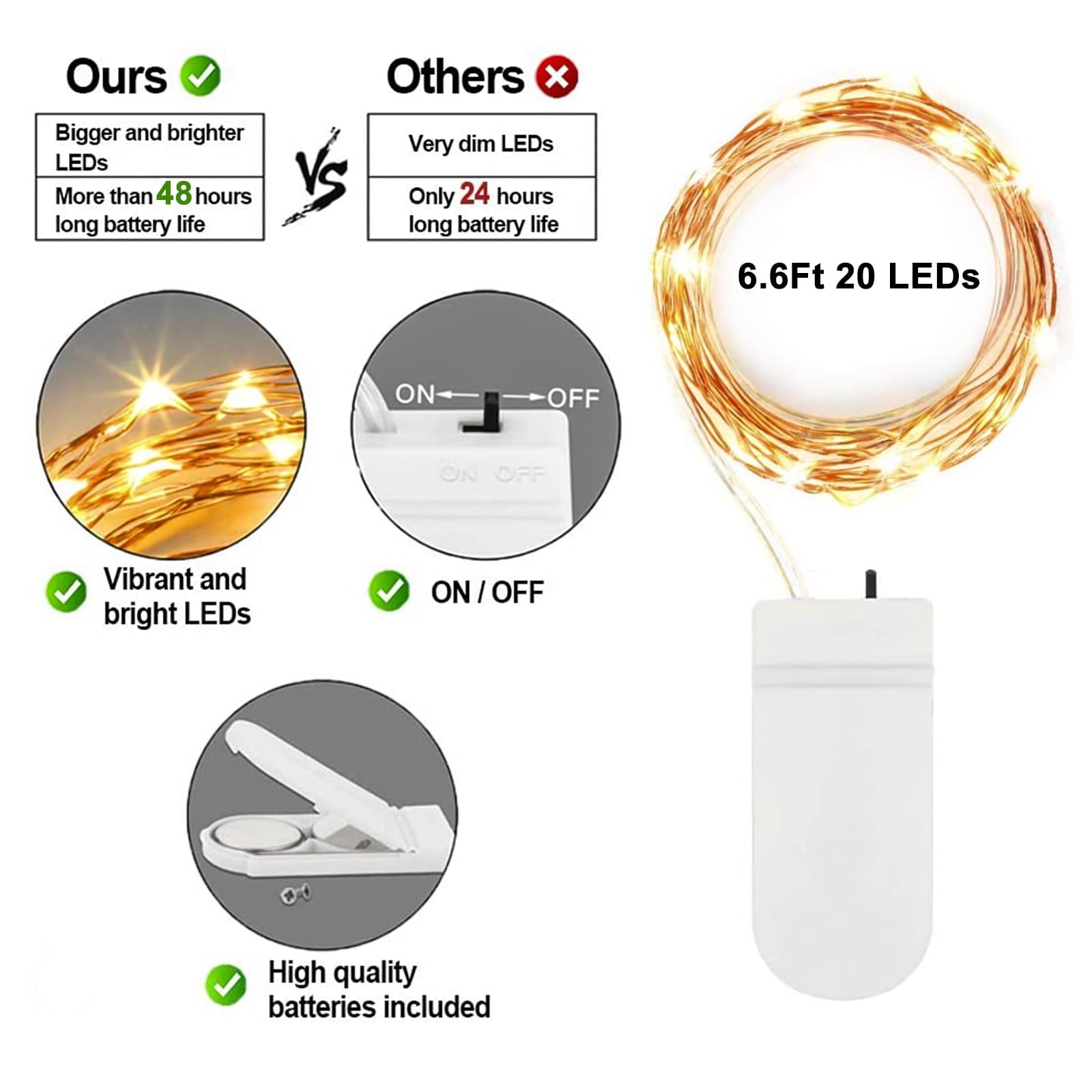 12pcs 6.6ft Fairy String Lights, EEEkit 20 LED Flexible Starry String Lights, Battery Powered Copper Wire Lights, LED Twinkle Firefly Lights for Indoor Outdoor DIY Wedding Party Decor, Warm White