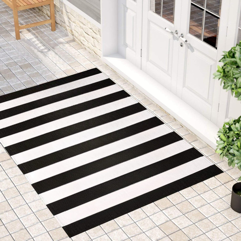 JOGZMZ Fall Outdoor Rug Halloween Rug Thanksgiving Decor Rug New Stripe Outdoor Rug Layered Doormats for Front Door Porch Farmhouses Entryway Patio Dark Color Rug 16×24 in