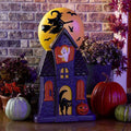 2026 New Summerween Haunted House Blow Mold Light with Bat Witch Black Cat Ghost for Halloween Ornament - Unique Resin Pre-Lit Spooky Mansion Haunted House for Tabletop Halloween Decorations