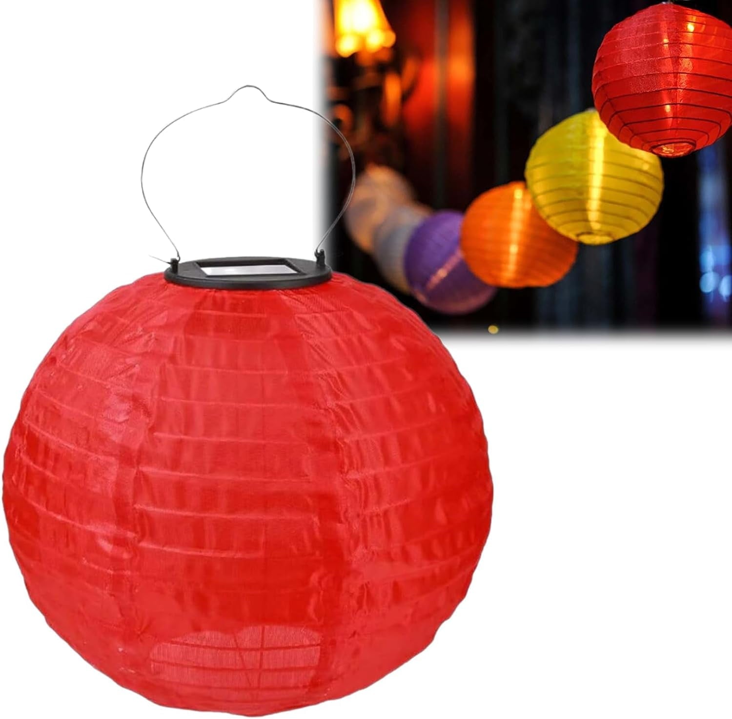 POPUQS White Solar Powered Outdoor Hanging Lanterns, Chinese Traditional 12 Inch