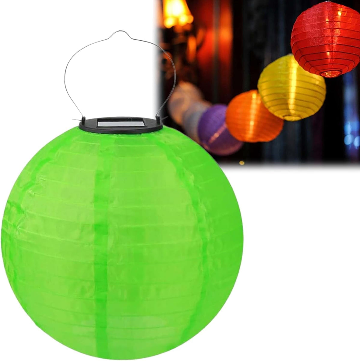POPUQS White Solar Powered Outdoor Hanging Lanterns, Chinese Traditional 12 Inch