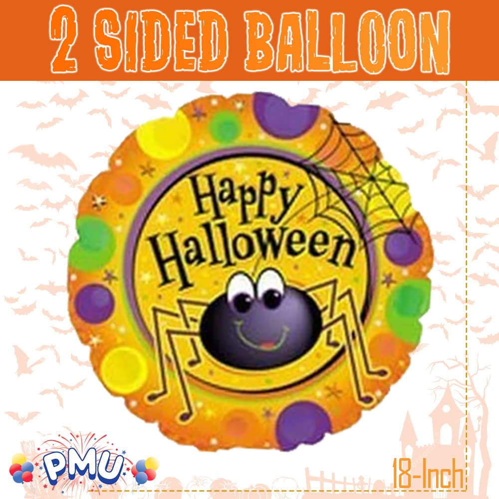 PMU Halloween Party Decoration "Happy Halloween" Jack Faces Aglow 18 Inch Mylar-Foil Balloon (1pkg) Pkg/1