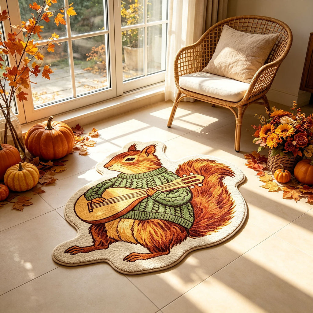 Fall Area Rug Maple Leaf Pumpkin Imitation Wool Mat 27.56x27.56in Polyester Skidproof & Soft for Living Room Bedroom Entryway Fall Doormat by MPOISVA
