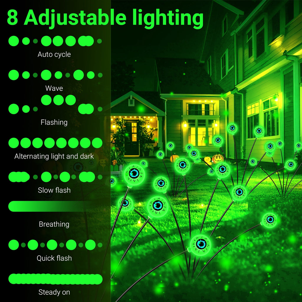 DAYBETTER 4 Pack Solar LED Eyeball Swaying Firefly Lights, 8 Lighting Modes, Waterproof, for Lawn