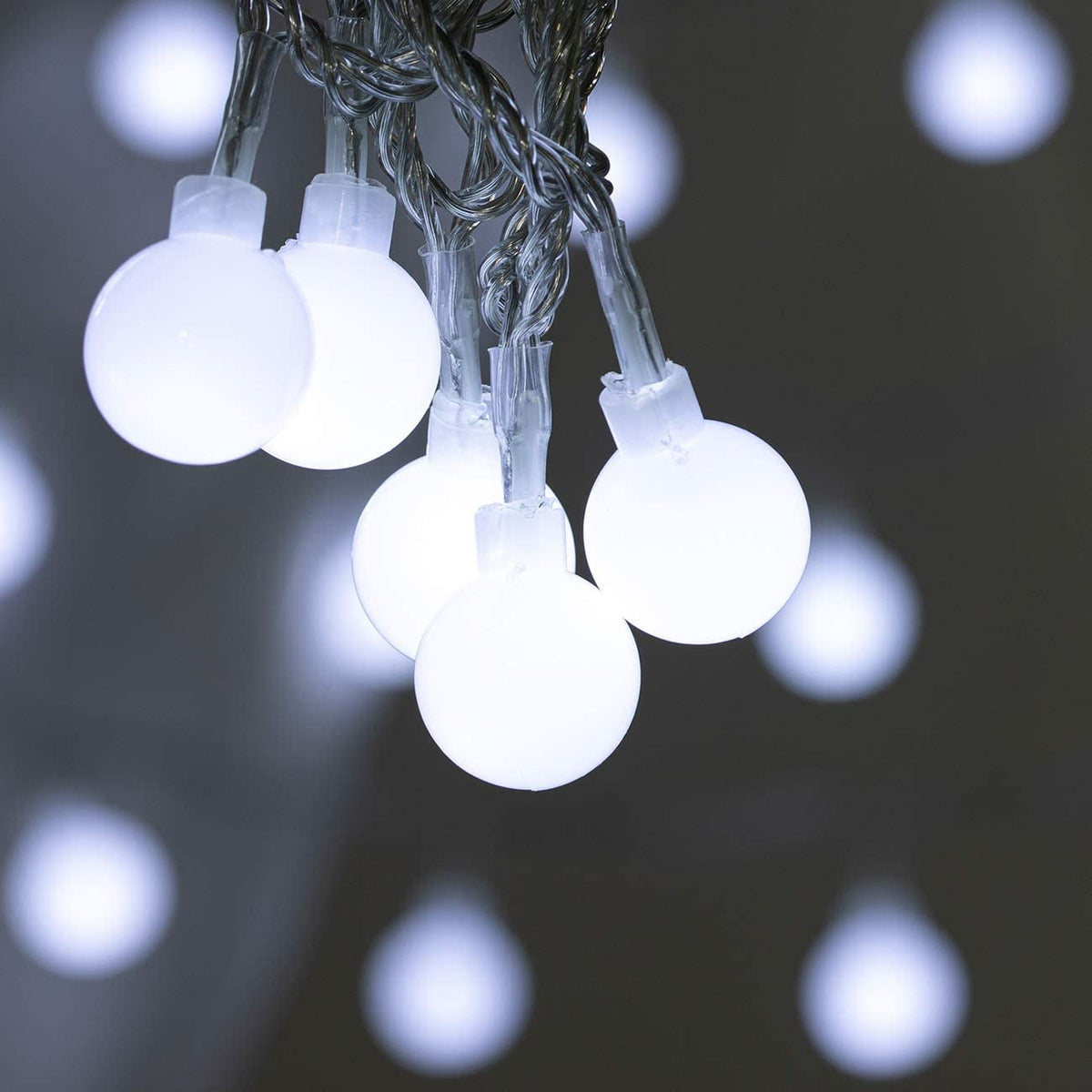 Bibana 100 LED 49 FT Globe Ball String Lights Fairy String Lights Plug in with Remote 8 Modes Extendable for Indoor Outdoor Wedding Birthday Christmas Tree Garden Decor (White)