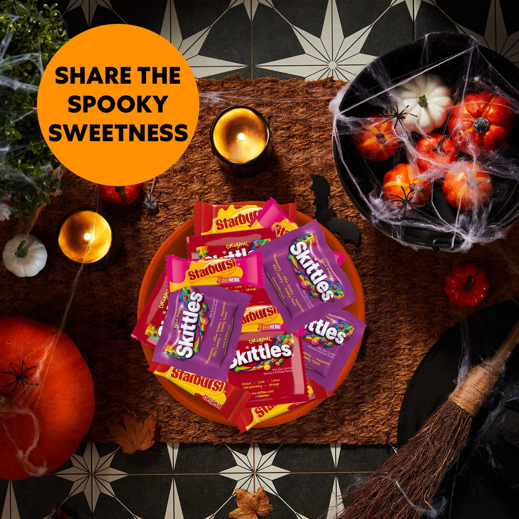 Skittles & Starburst Fun Size Chewy Halloween Candy Variety Pack - 200 Ct Bulk Bag