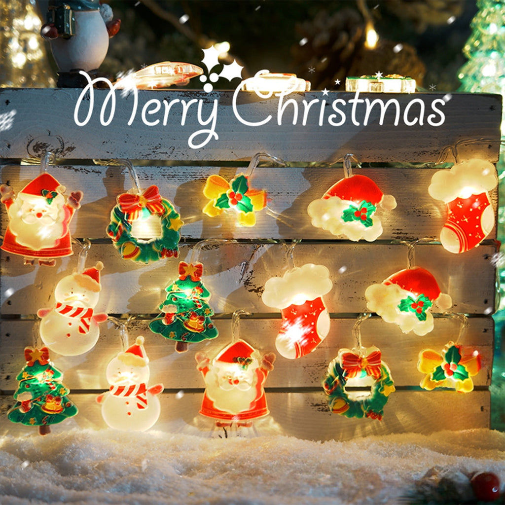SCNOR 10ft Battery Operated LED Christmas String Lights, Multicolor Flexible Indoor Outdoor Decor for Holiday Party Patio Room Garden - 20 LED