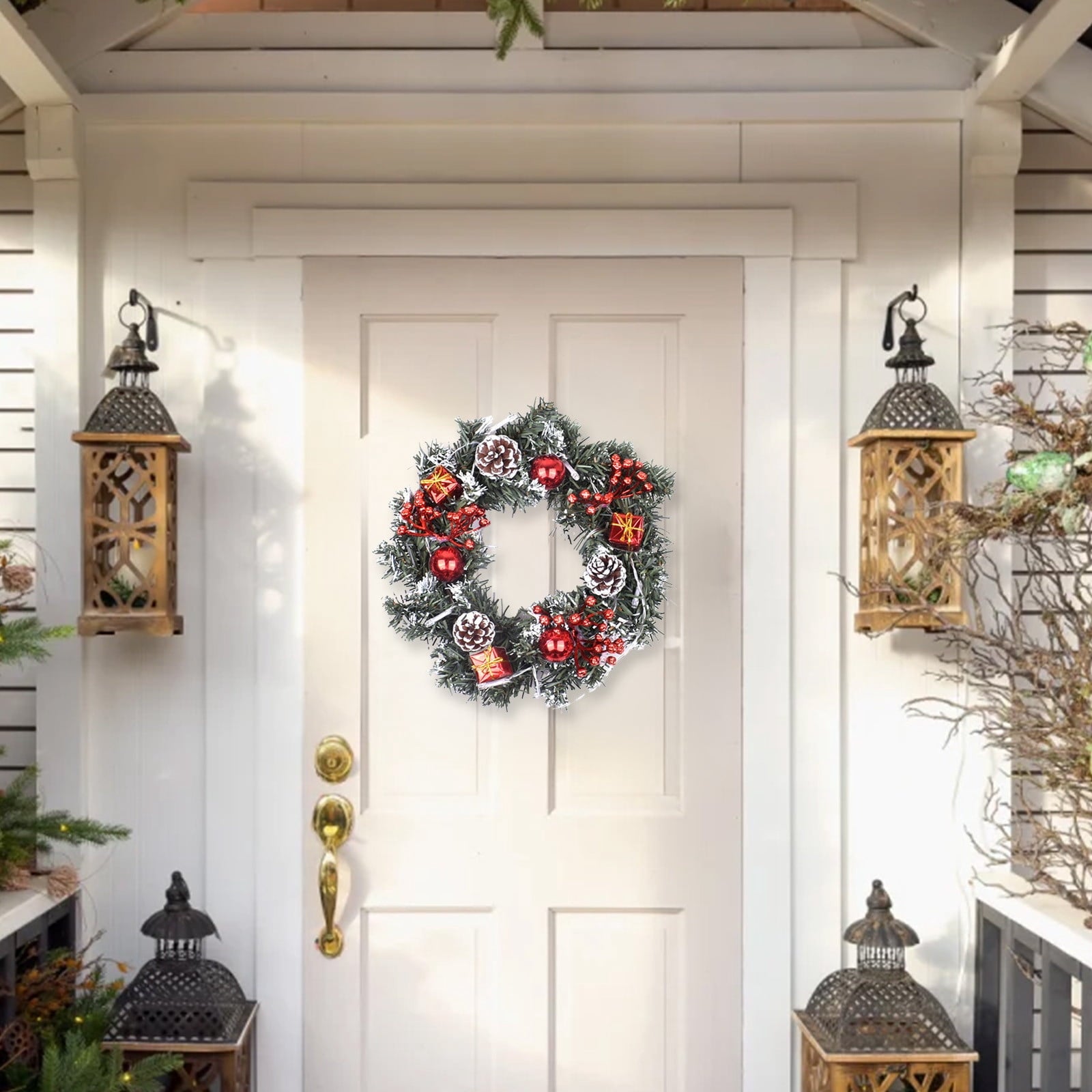 Btomtd Diameter 8" Pumpkin Skull Wreath Halloween Decor Acrylic Round Disk Hanging Ornament with Garland for Front Door Window, A