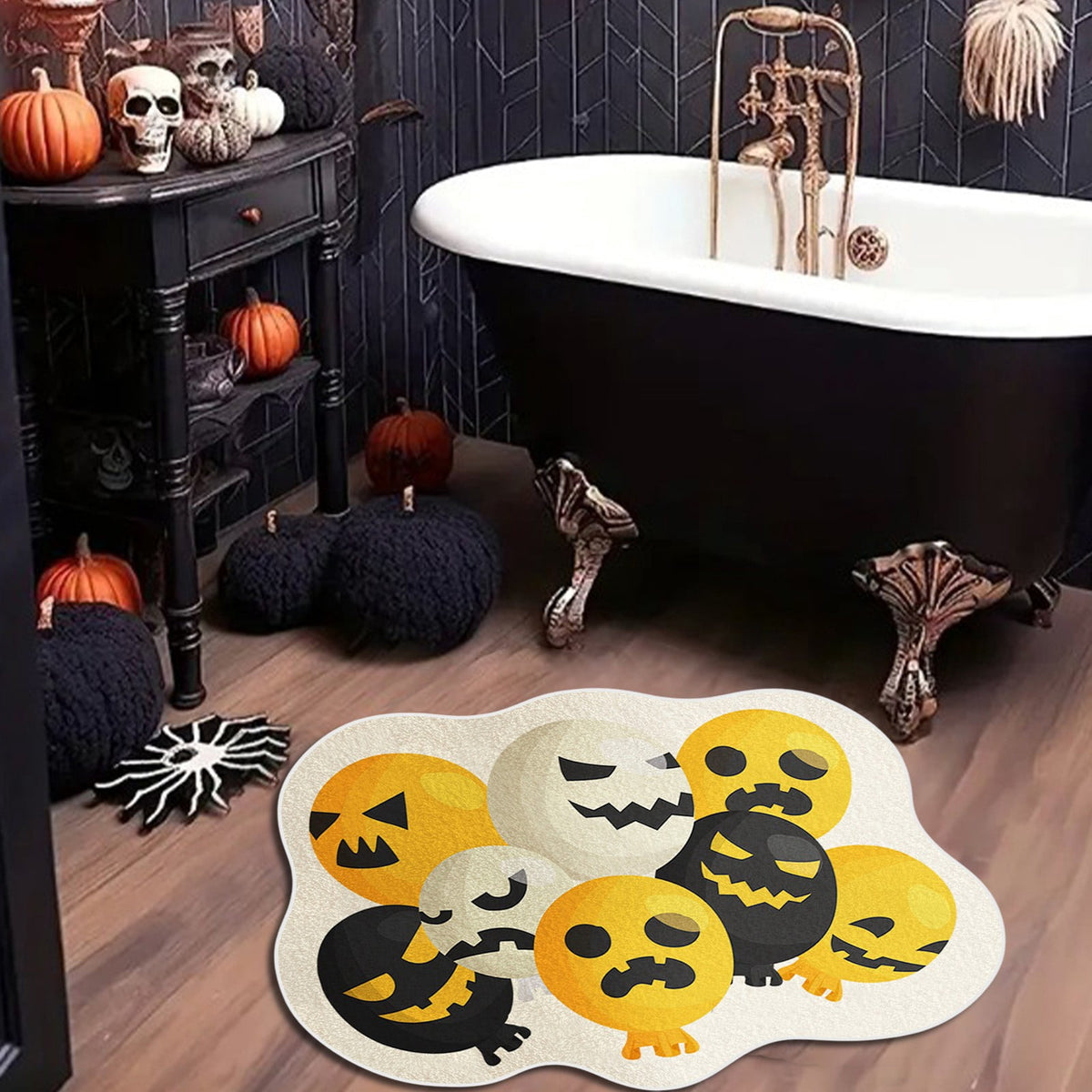 Xuniizn Halloween Mat, 16X24" Velvet Halloween Door Mat for Outside Entrance, Spooky Halloween Rug for Outdoor & Indoor, Non Slip Washable Halloween Doormat, Halloween Bathroom Decor