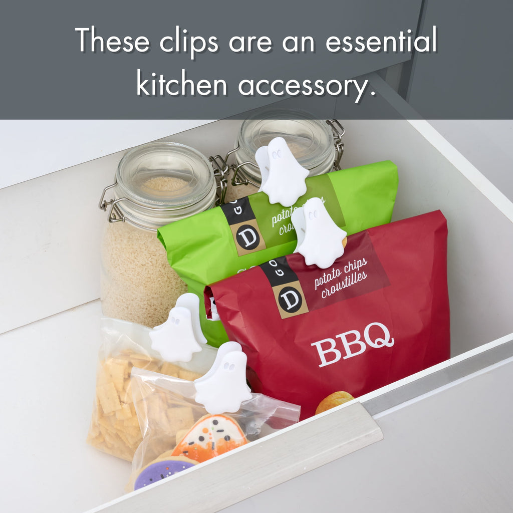 Way To Celebrate 4-Piece Bag Clips, Ghost, White