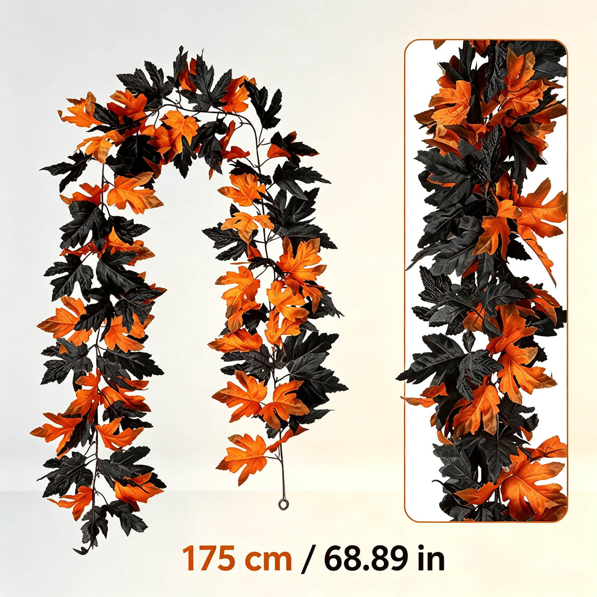 WKSCLPAI Halloween Maple Leaf Garland, Fall Vine Wreaths for Autumn Festivities Decor,Seasonal Garlands for Home,Halloween & Fall Decorations