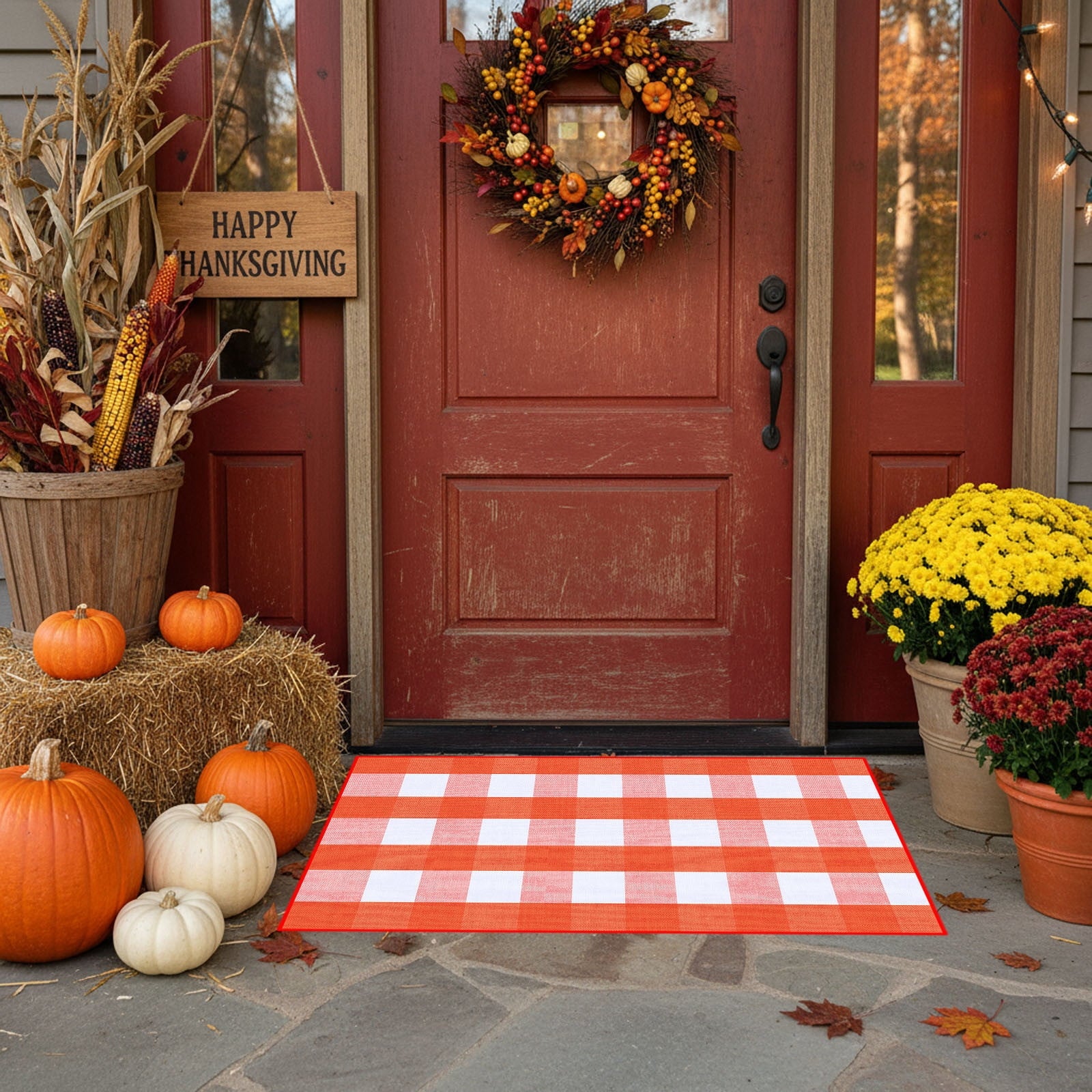 Clearance Hotyverty Halloween Front Door Mat Anti-Slip Super Absorbent Waterproof Stain Resistant Leaf 19x4x4in Indoor Front Entryway Porch Floor Decor, Halloween Gift for Family Holiday Lovers