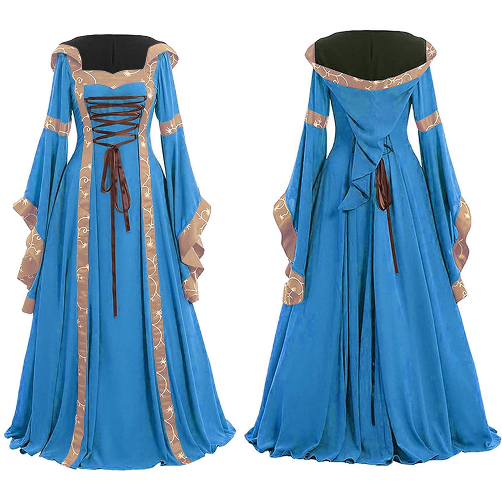 LYXSSBYX Womens Long Sleeve Dresses Clearance Renaissance Dress Medieval Costume Women Festival Costumes Midevil Gothic Gown