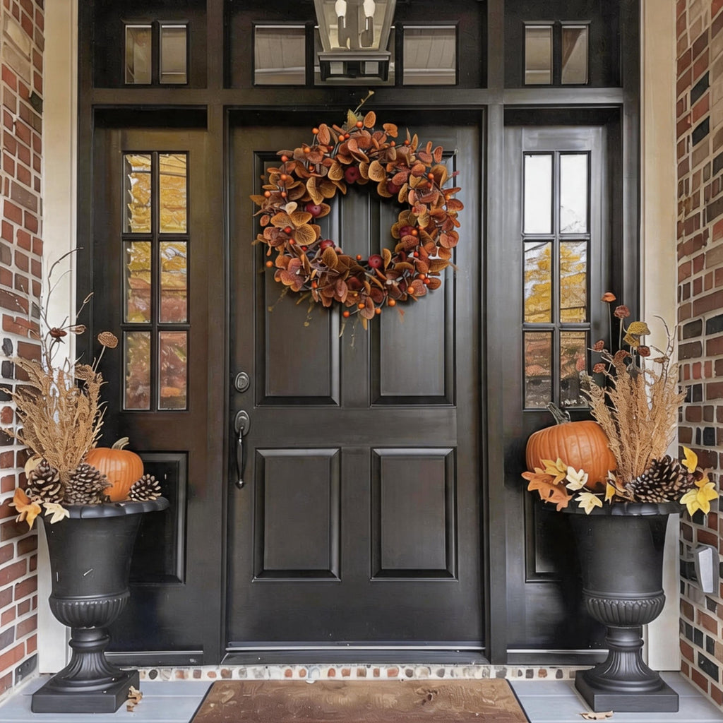 Fall Wreath Pumpkin Wreath for Front Door with Maple Leaves Harvest Wreath for Door Window Porch Thanksgiving Halloween Decor 20 Inch
