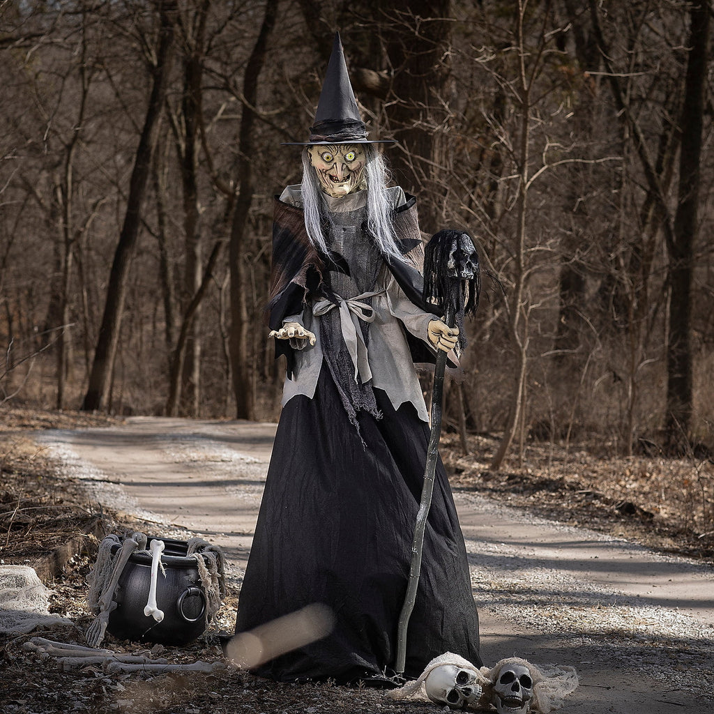 Seasonal Visions Animated Lunging Haggard Witch Halloween Decoration - 6 ft