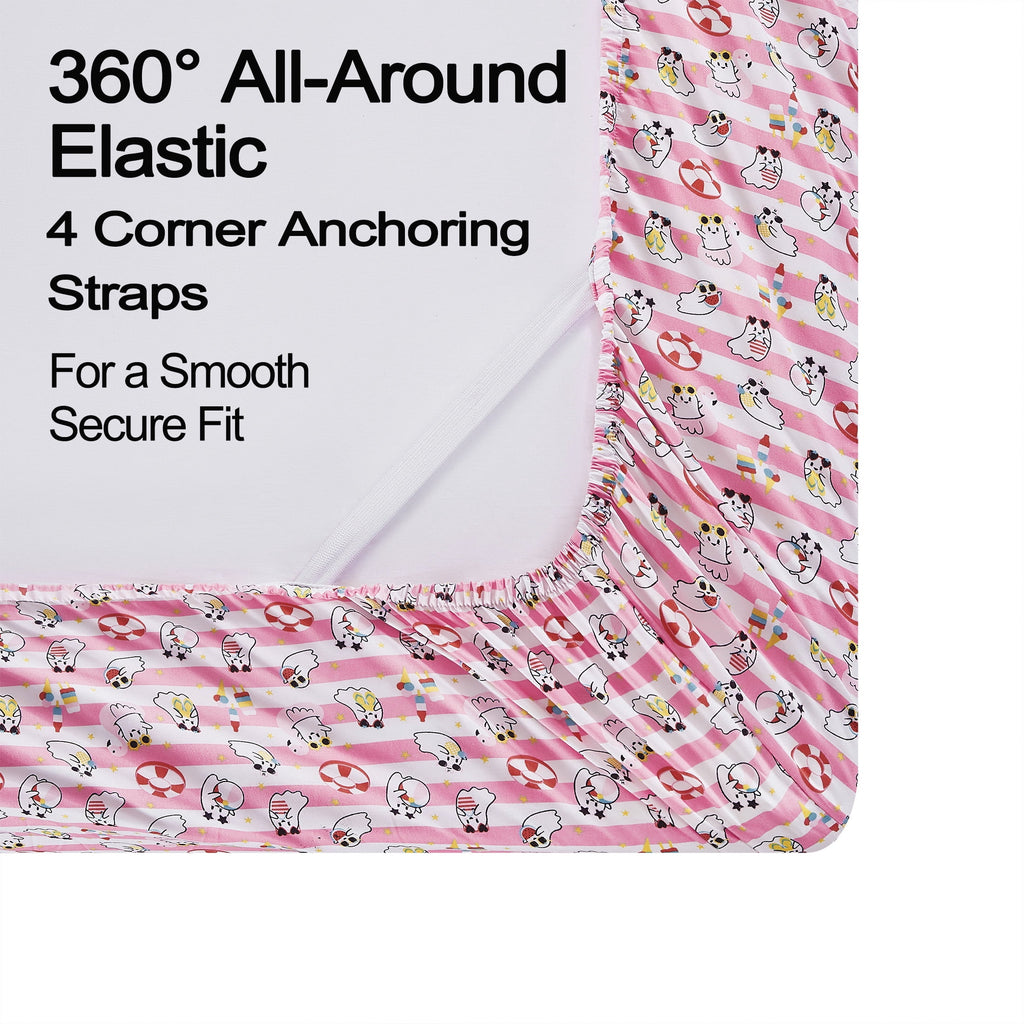 Summerween Crafted by Catherine Full 4-Piece Sheet Set, Black & White Nautical Ghosts