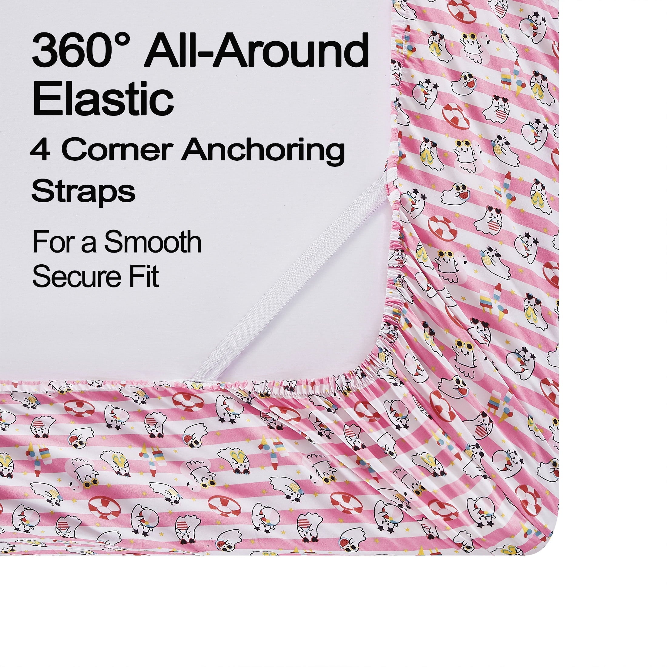 Summerween Crafted by Catherine Full 4-Piece Sheet Set, Black & White Nautical Ghosts