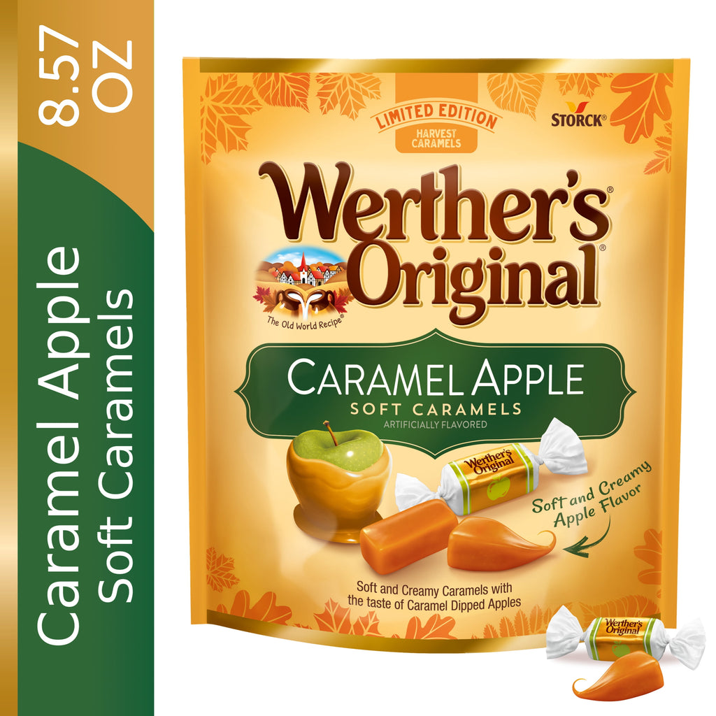 Werther's Original Limited Edition Fall Harvest Caramel Apple Soft Caramels, 8.57 oz Bag