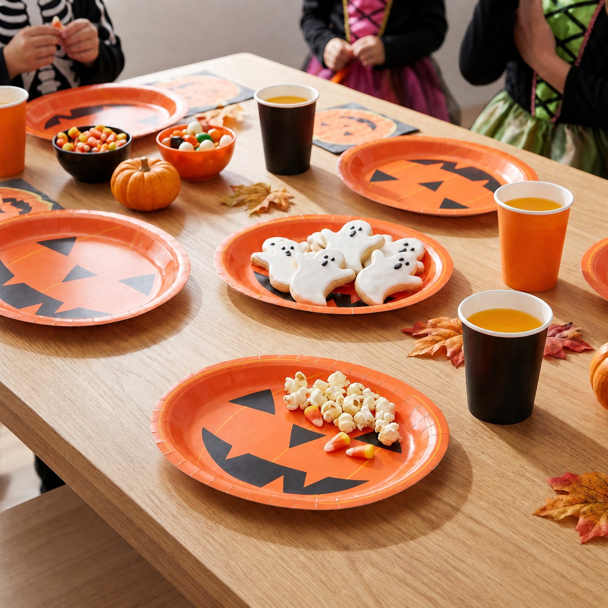 Jack-o'-Lantern Oval Disposable Paper Plates, Multicolor, 12" x 10", 8 Count, Halloween by Way To Celebrate