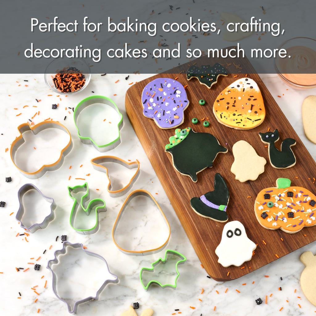 Way To Celebrate 8-Piece Stainless Cookie Cutters, Orange, Green, Purple