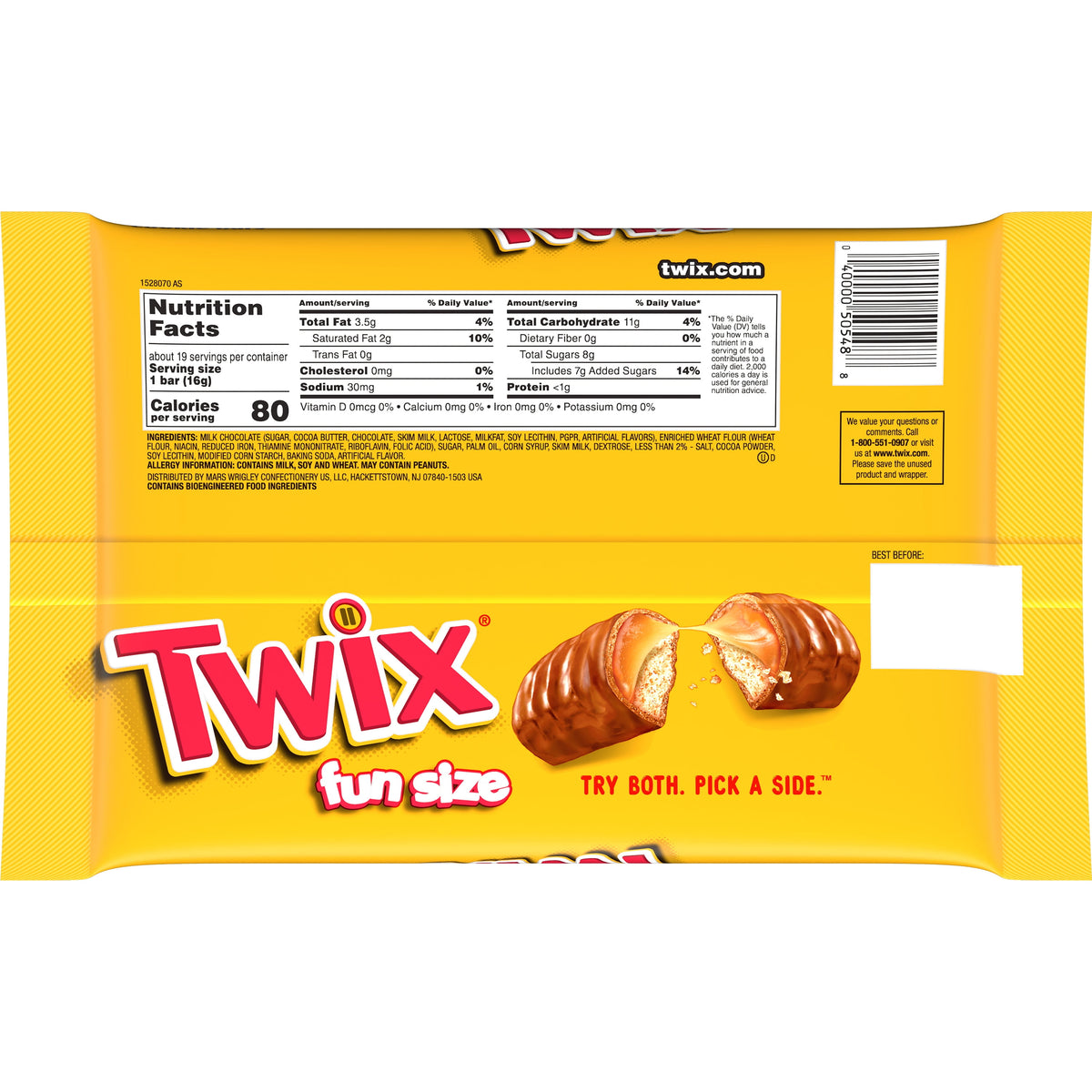 Twix Caramel Cookie Chocolate Bars, Fun Size, 10.83 oz Bag