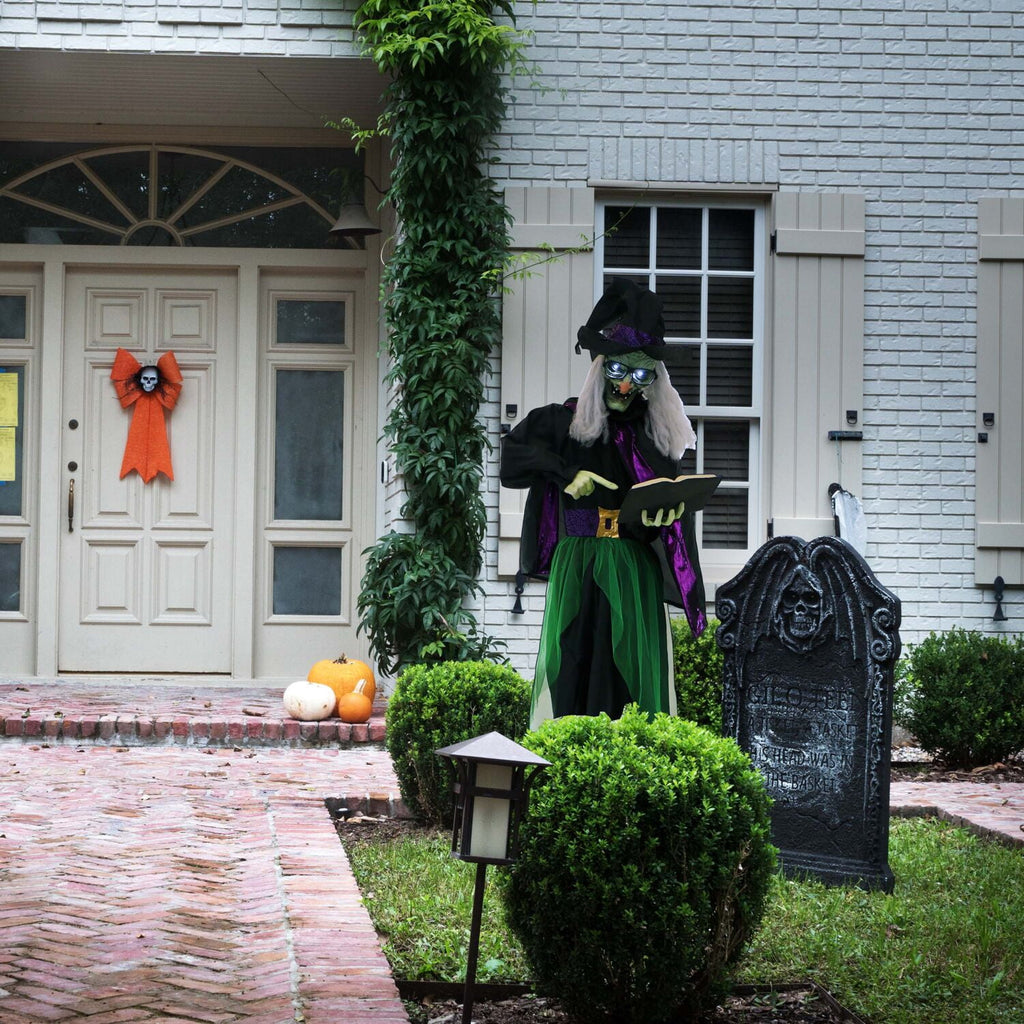 Haunted Hill Farm Life Size 5.6 ft Animatronic Witch, Indoor/Outdoor Halloween Decoration