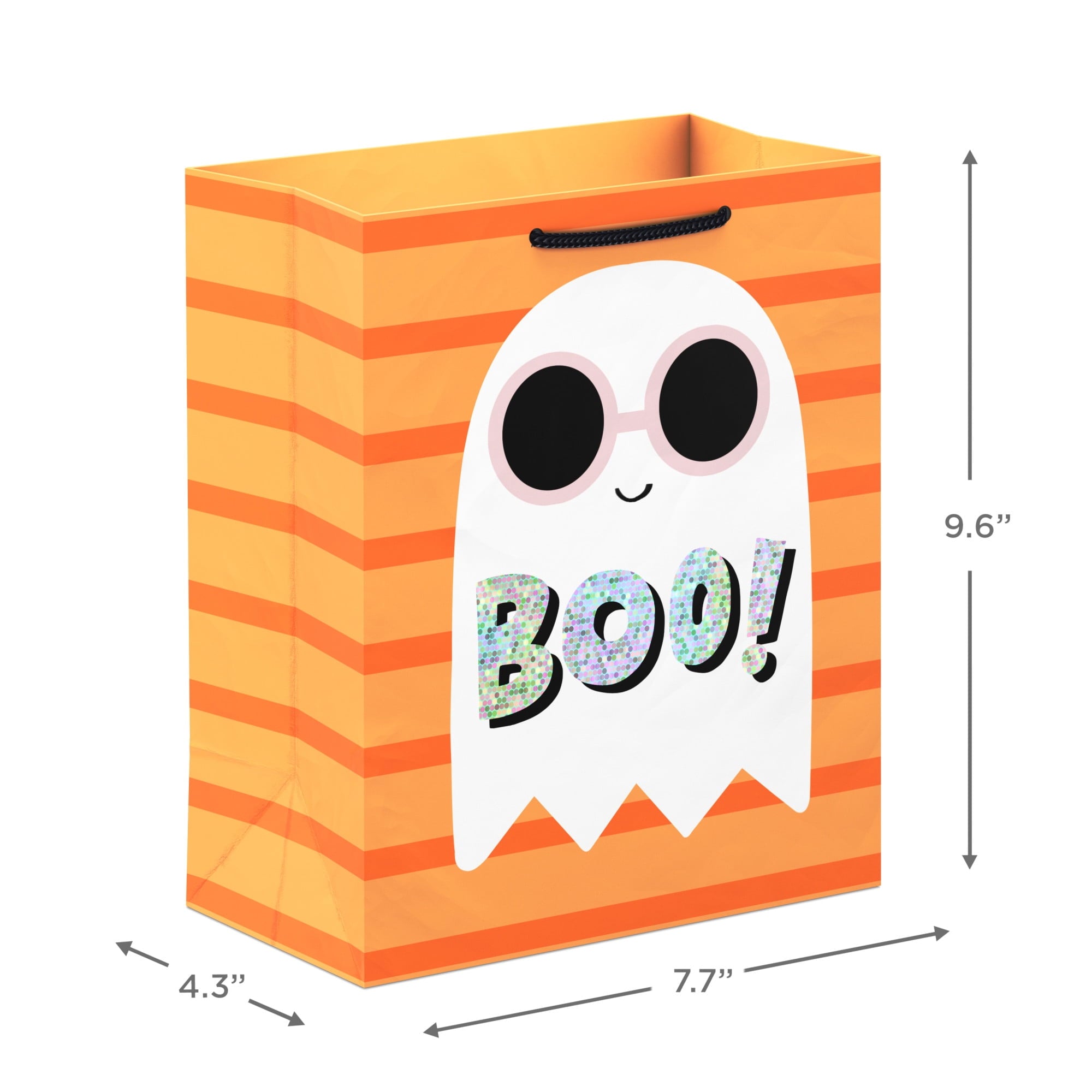 Hallmark Medium Halloween Gift Bag (Ghost on Orange Stripes), 1 Count