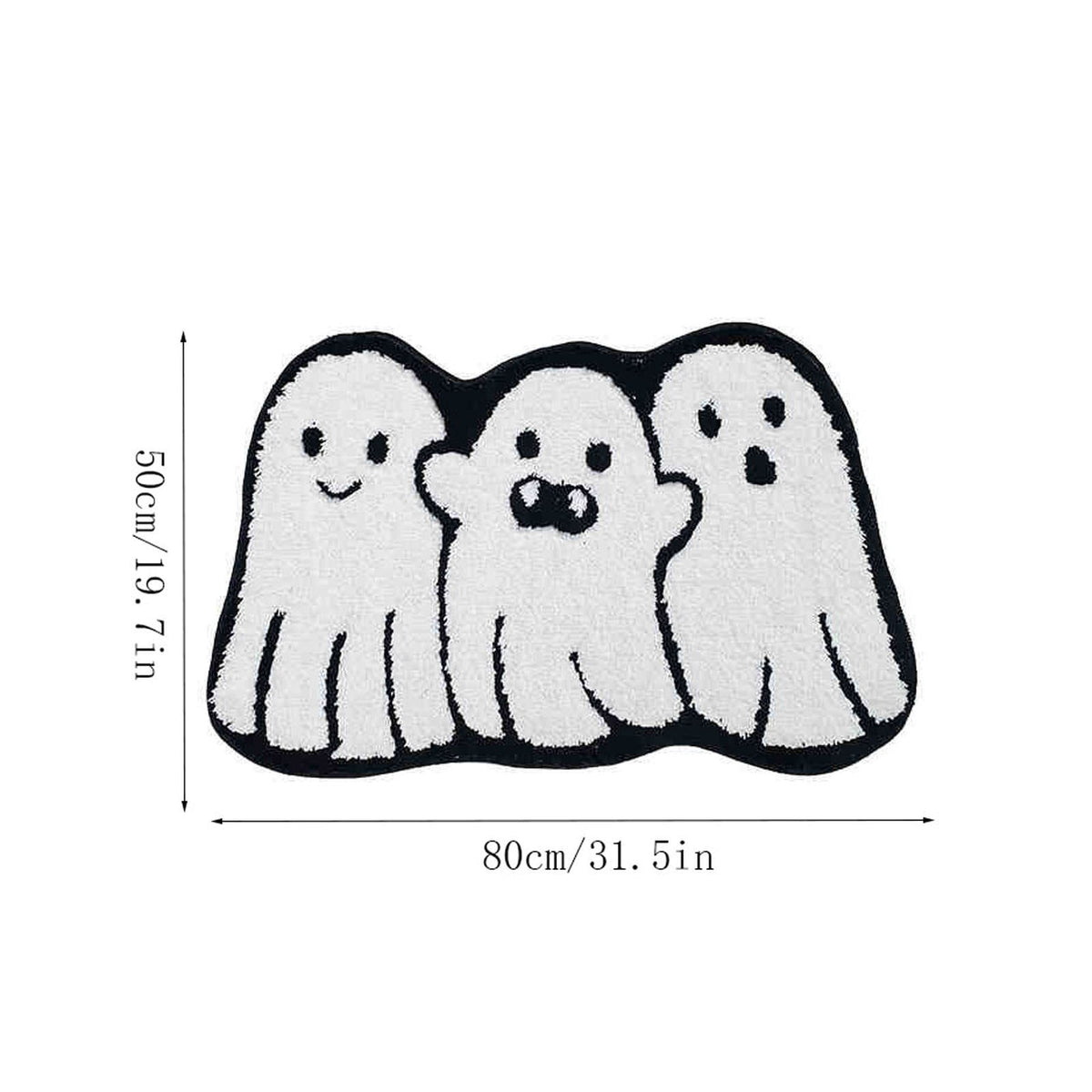 Halloween Doormat Ghost Bath Mat 23.6x15.7in Secure-Grip Absorbent Soft Faux Fur Rug for Bathroom Bedroom Living Room Decor by OVFUIZ