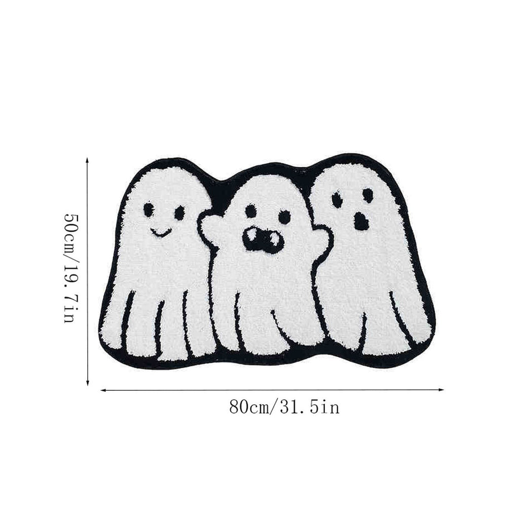 Halloween Bath Mat Ghost Multicolor Irregular Mat 27.56x17.72in Polyester Skidproof & Absorbent for Bathroom Entryway Living Room Halloween Door Mat by MPOISVA