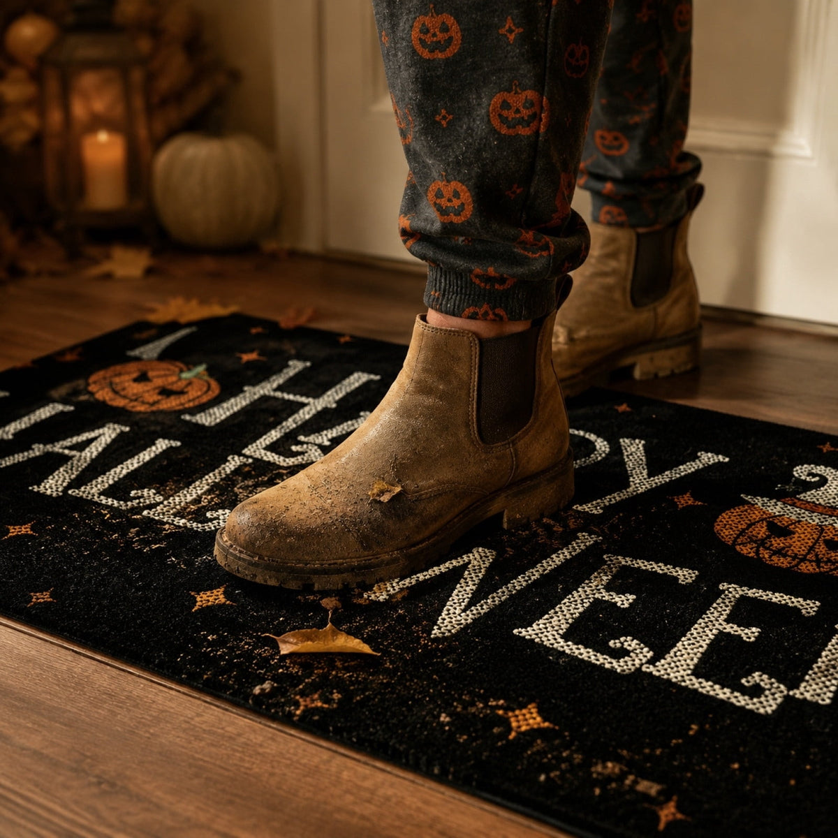 Halloween Celebration Doormat 16x24 Inch, Spooky Ghost Entrance Mat for Front Porch Indoor Outdoor, B