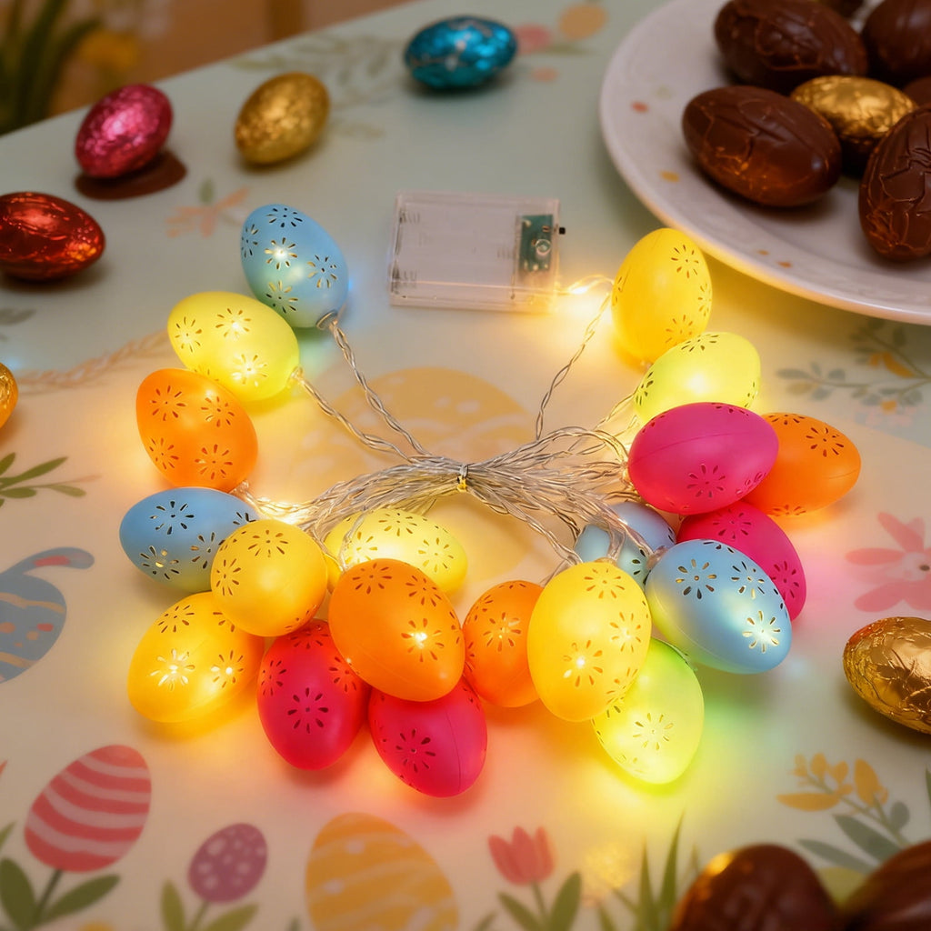Gqtwoy Easter Egg String Lights, Multicolor Festive Mood Lights, Decorative LED Night Light, Portable Holiday Decorations, Perfect for Parties and Celebrations