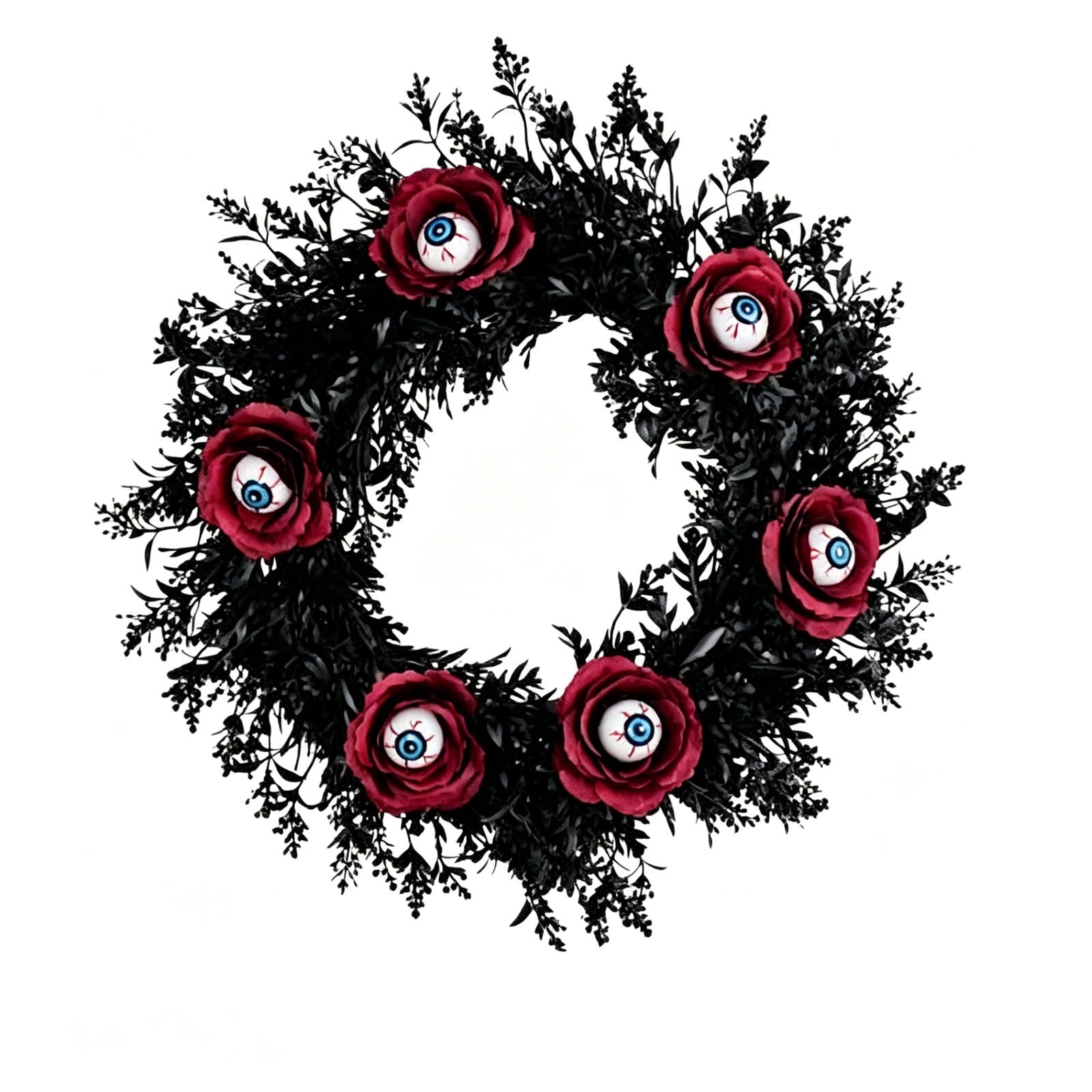 Gcvizuso Halloween Crescent Floral Wreath, Orange Red Rose Hydrangea Fall Front Door Decor for Autumn Harvest Celebration