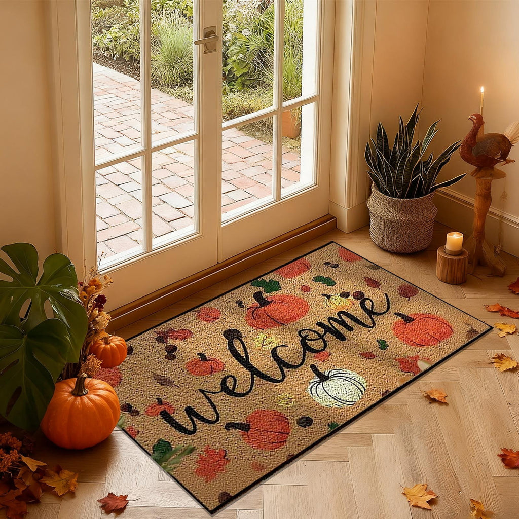 Autumn Door Mat for Entryway, 16x24 Inch, Fall-Themed Floor Doormat for Home Decor, Non-Slip Rug Mat for Living Room, Kitchen, Bedroom, Gifts for Fall Lovers (E)