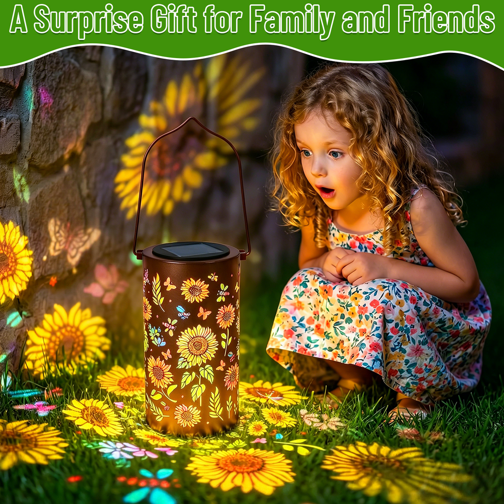 Colorful Solar Lanterns IP65 Outdoor Waterproof, Mother's Day Gifts for Women Mom Grandma - LED Colorful Sunflower Solar Lights Metal Hanging Lantern for Patio Yard Porch