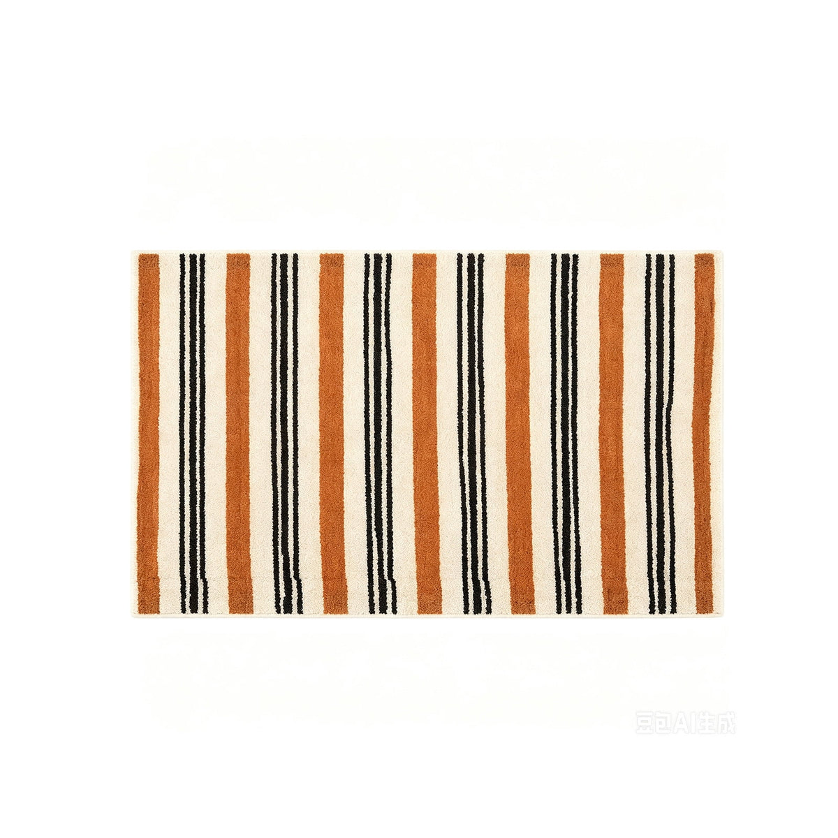 Halloween Fall Bathroom Rug, Vertical Striped Plush Floor Mat, Neutral Terracotta Entryway Doormat for Indoor Home Decor
