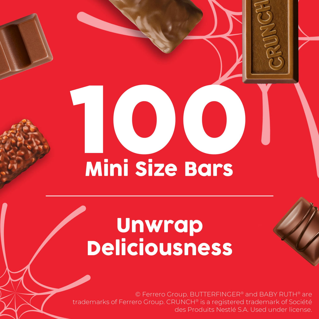 Butterfinger, CRUNCH, 100 Grand, Kinder Bueno, Kinder Chocolate, Minis Assorted Halloween Candy Bag, 100 Count, 32.2 oz