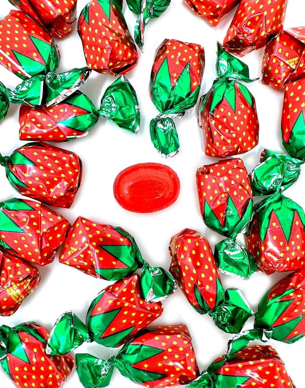 SweetGourmet Arcor Strawberry Bon Bons Hard Candy Wrapped, Fruit-Filled Premium Candies, 1 Pound Bag
