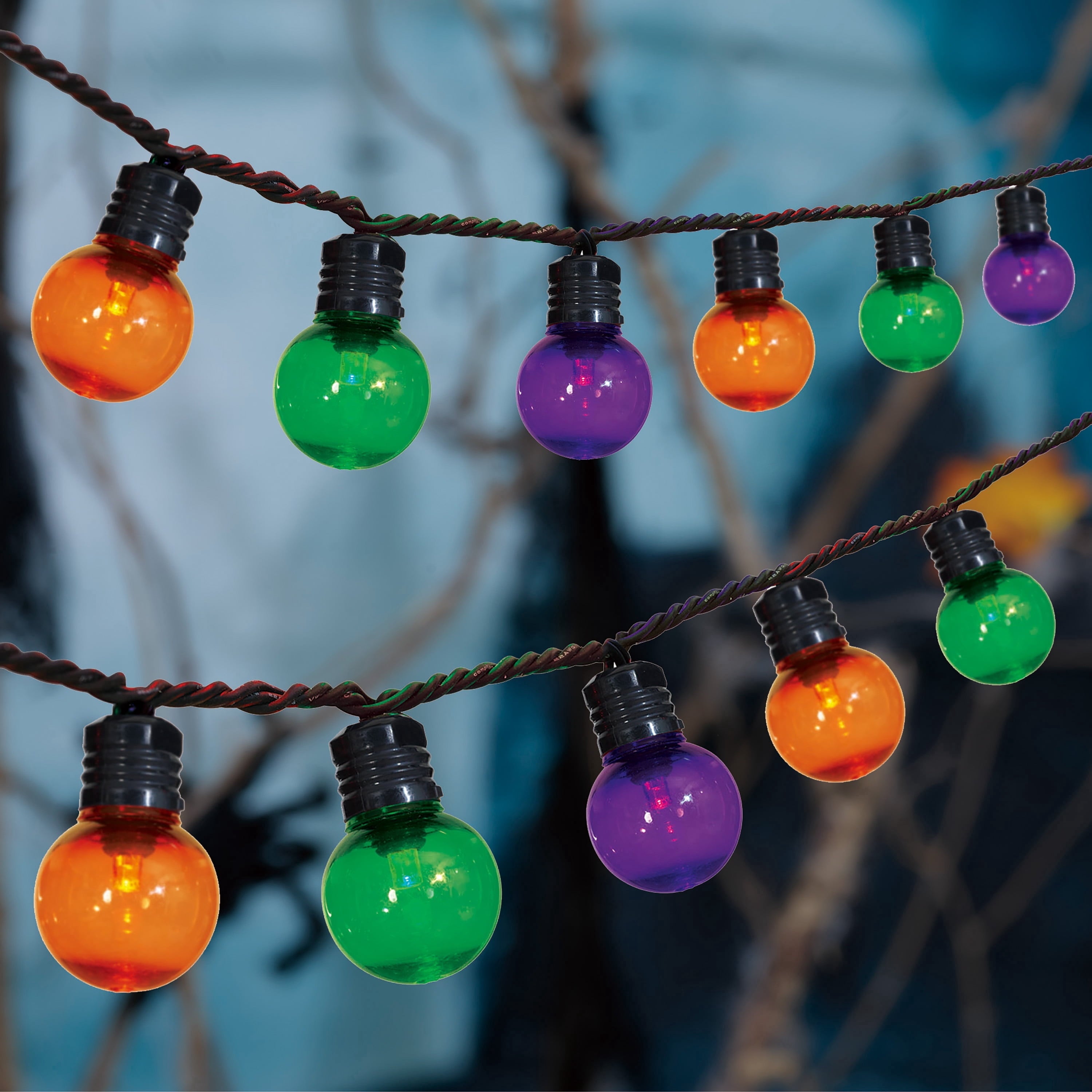 Indoor/Outdoor 70-Count LED G30 Globe String Lights, Multicolor, 21', Halloween by Way To Celebrate