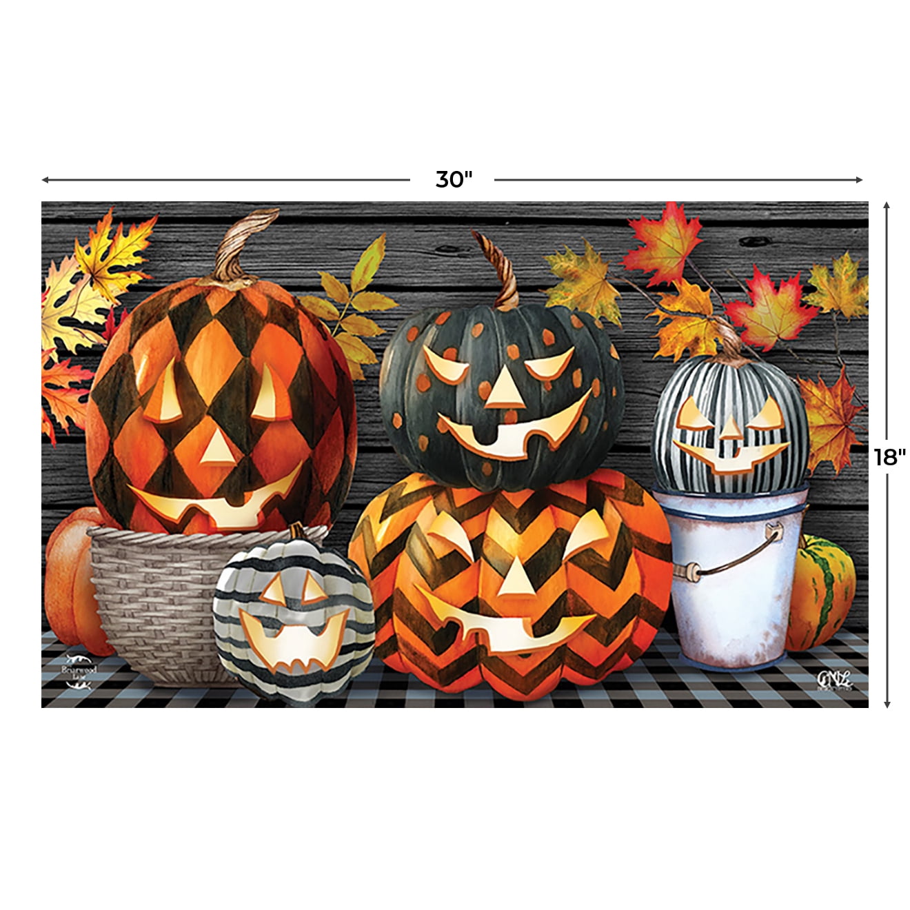 Briarwood Lane Halloween Doormat 30x18 Indoor Outdoor Patterned Jack-O-Lanterns For Halloween Doormat