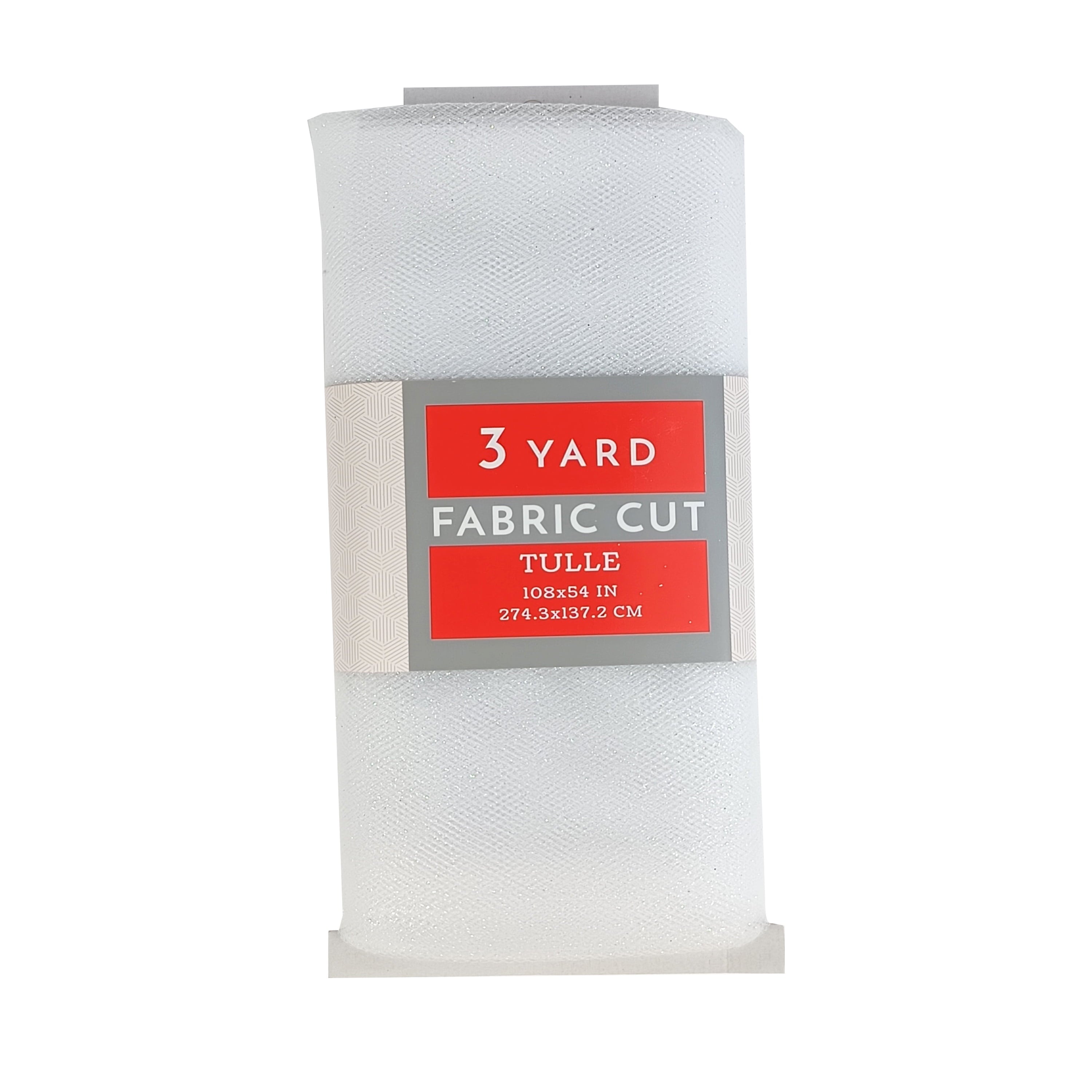 3 Yard Cut Glitter Tulle Fabric, White, 54" Wide for Apparel & Crafting, by Fuzhou