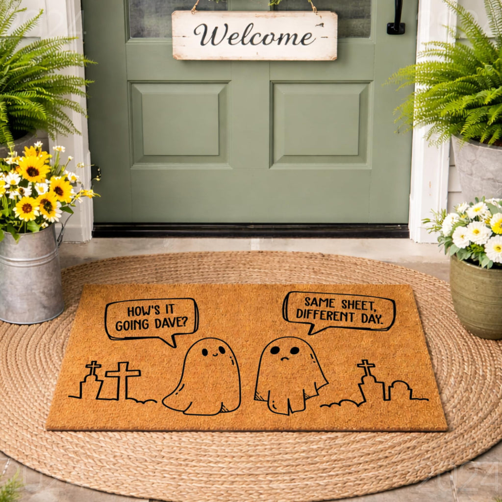Ghosts Same Sheet Different Day I Love Halloween Door Mat | Funny Doormat | Welcome Mat | Halloween Decor | Home Doormat | Halloween Mat