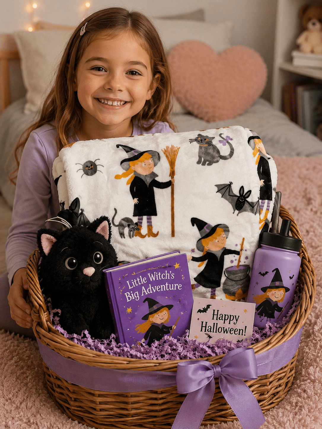 Serafina Home Halloween Throw Blanket: Fuzzy Boo! Jack O'Lantern Spider Webs Skull and Black Cats Print on Velvet Fleece for Sofa Bed Couch Chair Dorm