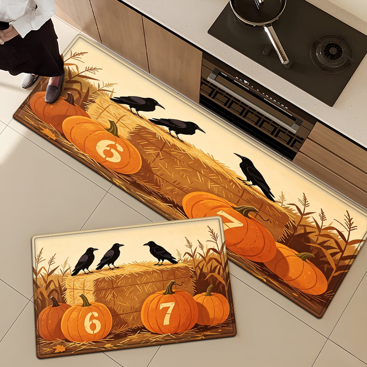 CCTFS Halloween Skeletons Holding Hot Drinks Household 1Pc Flannel Mat and Kitchen Rugs,Soft Non-slip for Bedroom Entryway