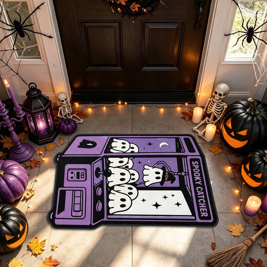 Halloween Doormat Ghost Bath Mat 23.6x15.7in Secure-Grip Absorbent Soft Faux Fur Rug for Bathroom Bedroom Living Room Decor by OVFUIZ