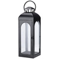 16 Inch Black Hurricane Lantern With Clear Glass Panels For Garden Living Room Indoor Outdoor Parties Weddings Balcony