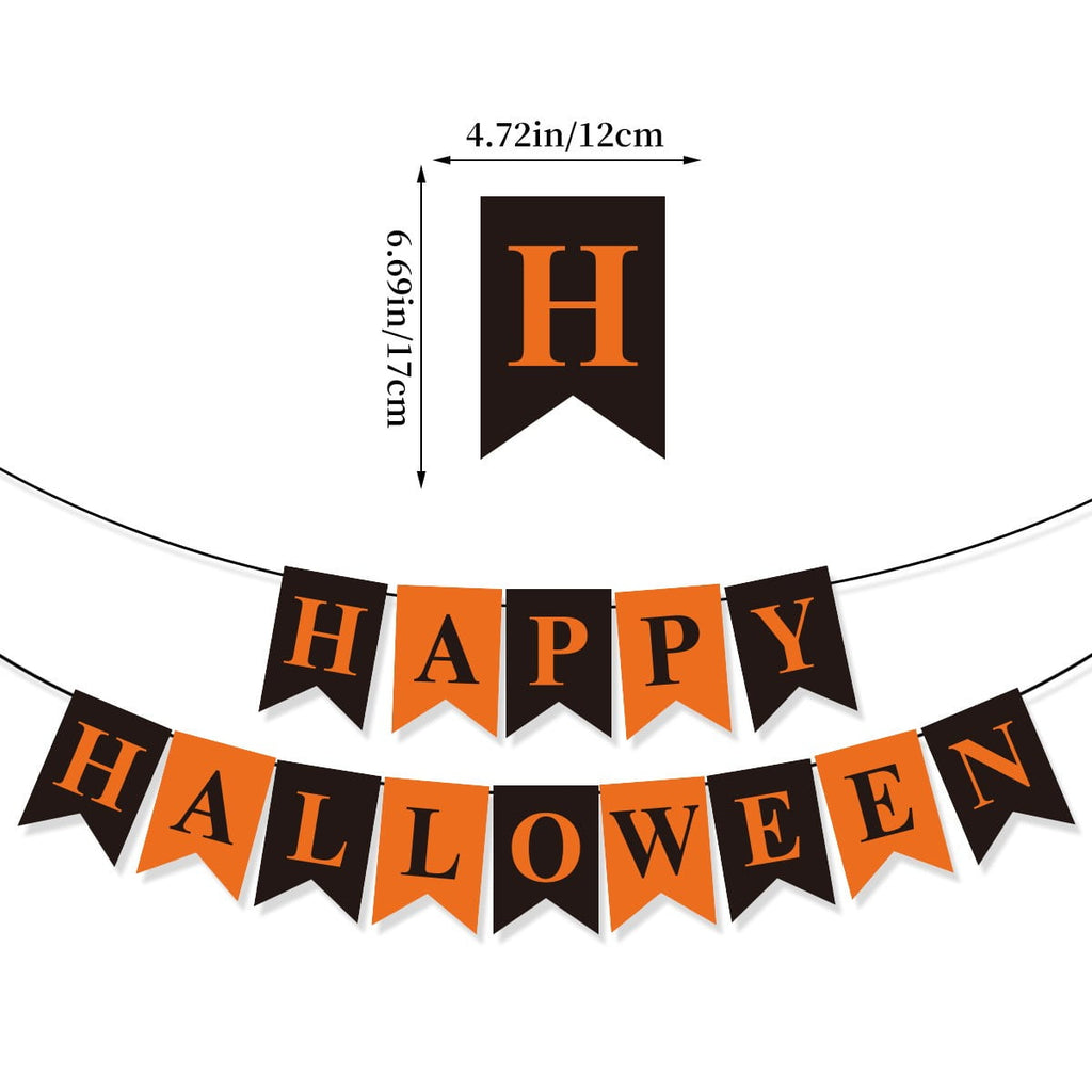 EWSFHUI Happy Halloween Banner Halloween Black and Orange Bunting Banner Garland for Halloween Party Decorations Halloween Decor for Mantle Fireplace Wall Party Supplies