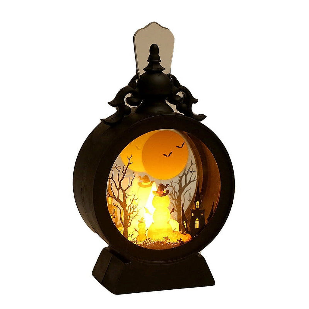HHBEAUTY Halloween Hanging Lantern, Halloween Lights Lantern Set with Flameless Candle Vintage Pumpkin Witch’s Castle Lanternst for Halloween Party Spooky Scary Scene Decor